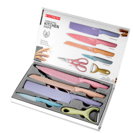 Coffret cadeau de 6 couteaux de cuisine Color Wtraw - En stock
